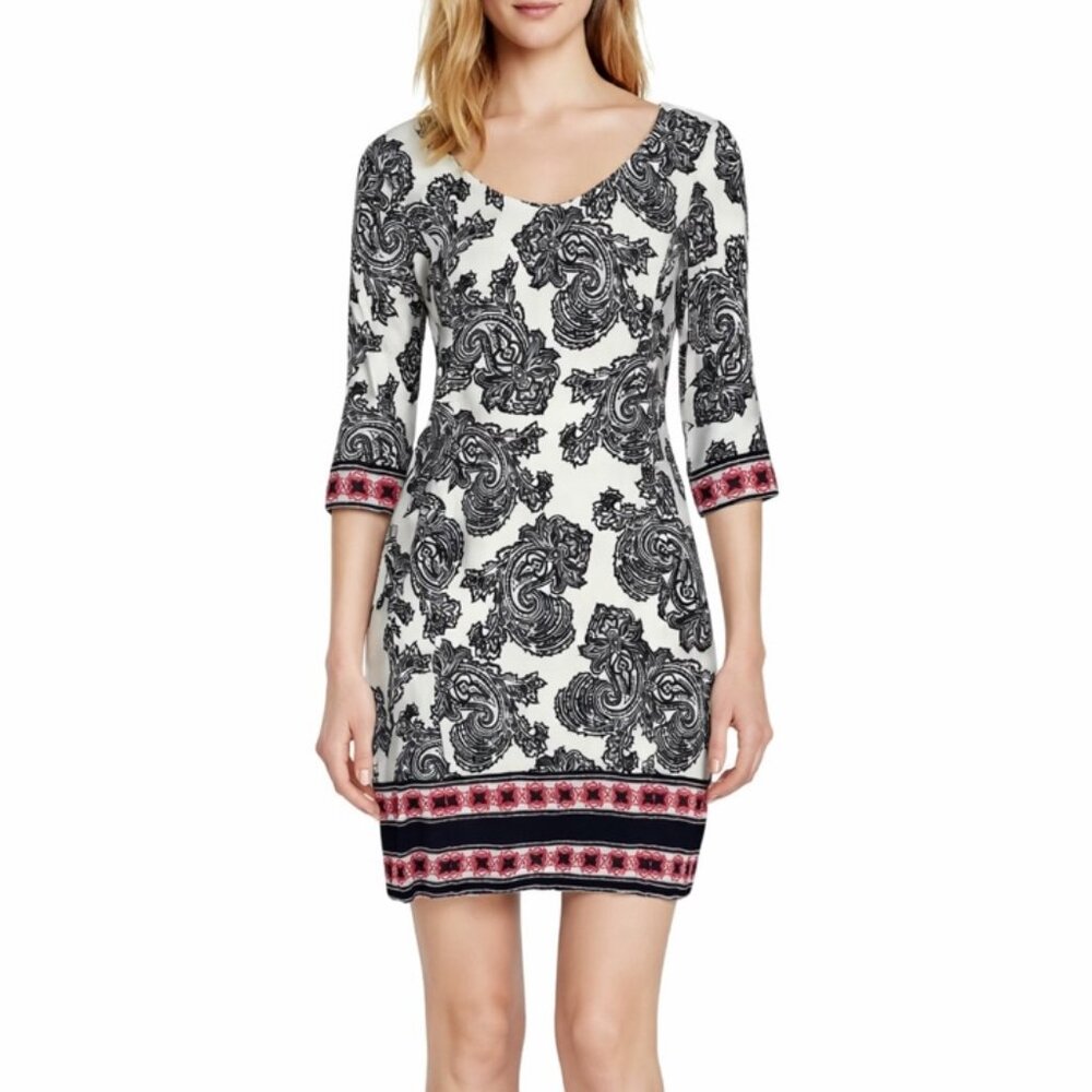 Etro white black paisley print midi dress size 48